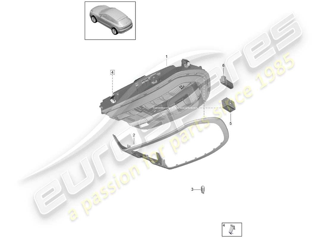 porsche 2019 (macan) diagrama de piezas del soporte