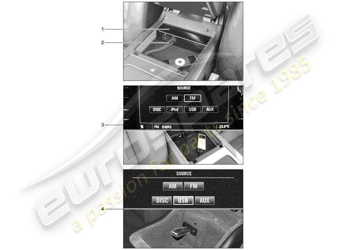 porsche 2003 (tequipment cayenne) interfaz multimedia diagrama de piezas