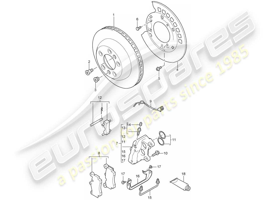 porsche 2010 (cayenne e1 9pa) frenos de disco diagrama de piezas