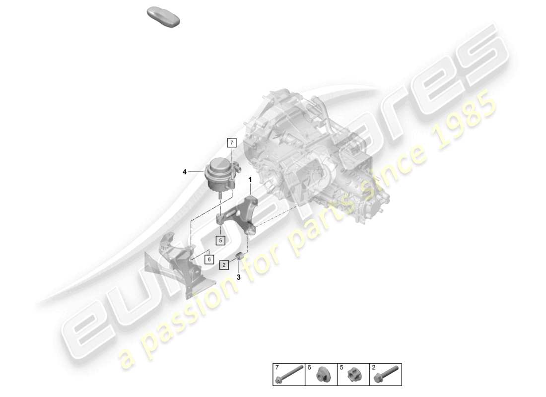 porsche 2020 (718 cayman) piezas de fijación de la caja de cambios diagrama de piezas