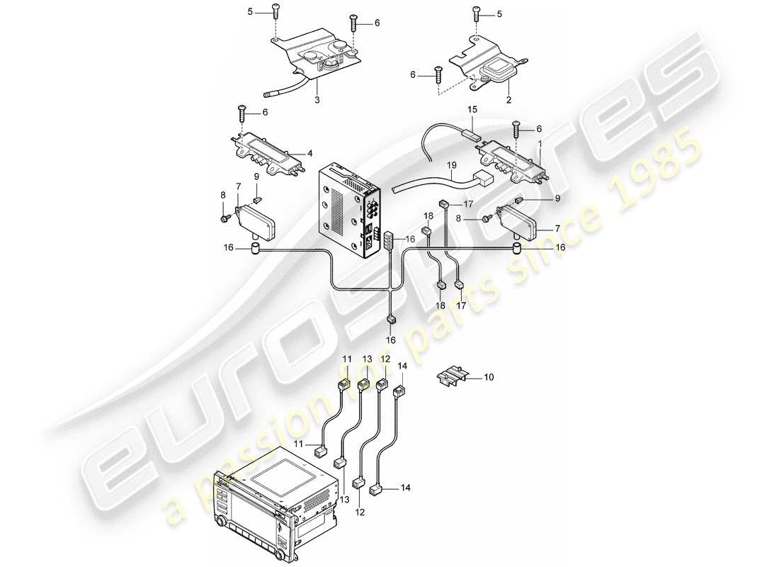 porsche 2007 (cayenne e1 9pa) amplificador de antena diagrama de piezas