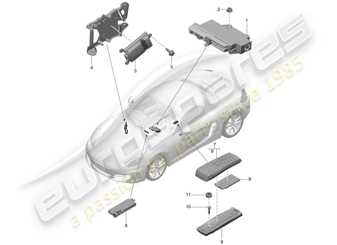 porsche 2012 (981 boxster) diagrama de piezas del amplificador