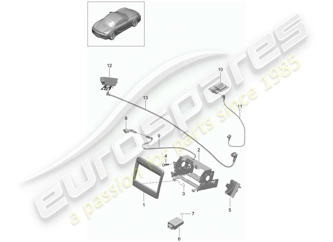 porsche 2012 (981 boxster) preparación diagrama de piezas