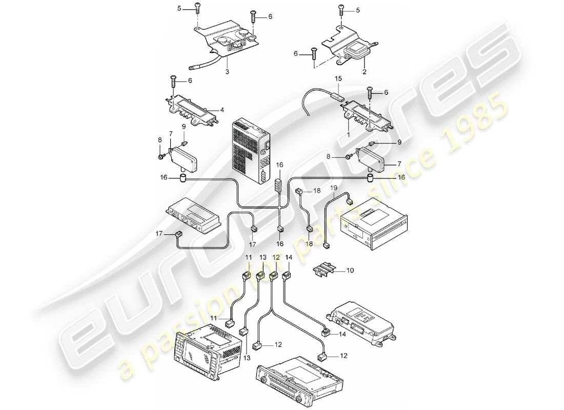 porsche 2005 (cayenne e1 9pa) amplificador de antena diagrama de piezas