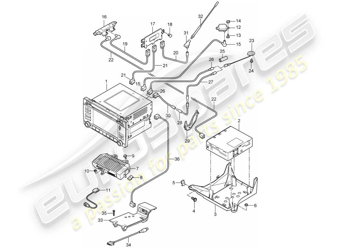 porsche 2008 (997-1 turbo / gt2) unidad operativa diagrama de piezas