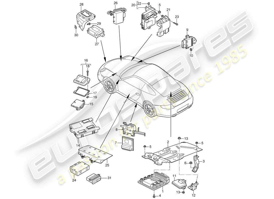 porsche 2011 (997-2) unidades de control diagrama de piezas
