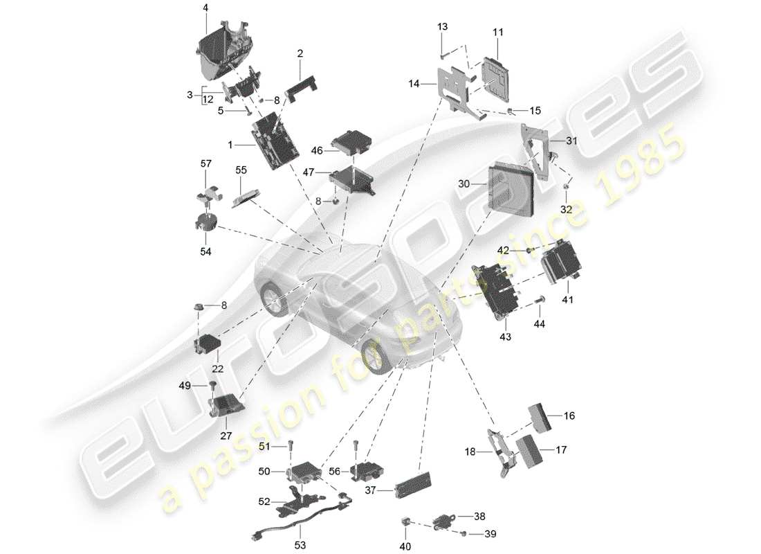 porsche 2018 (macan) unidades de control diagrama de piezas