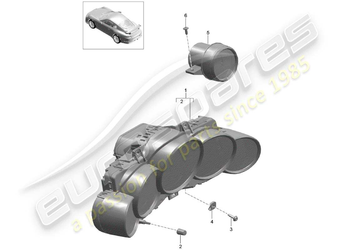 porsche 2016 (991-1 r/gt3/rs) combinación de instrumentos diagrama de piezas