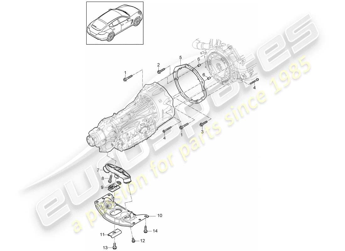 porsche 2010 (panamera 970) piezas de montaje para motor y diagrama de piezas