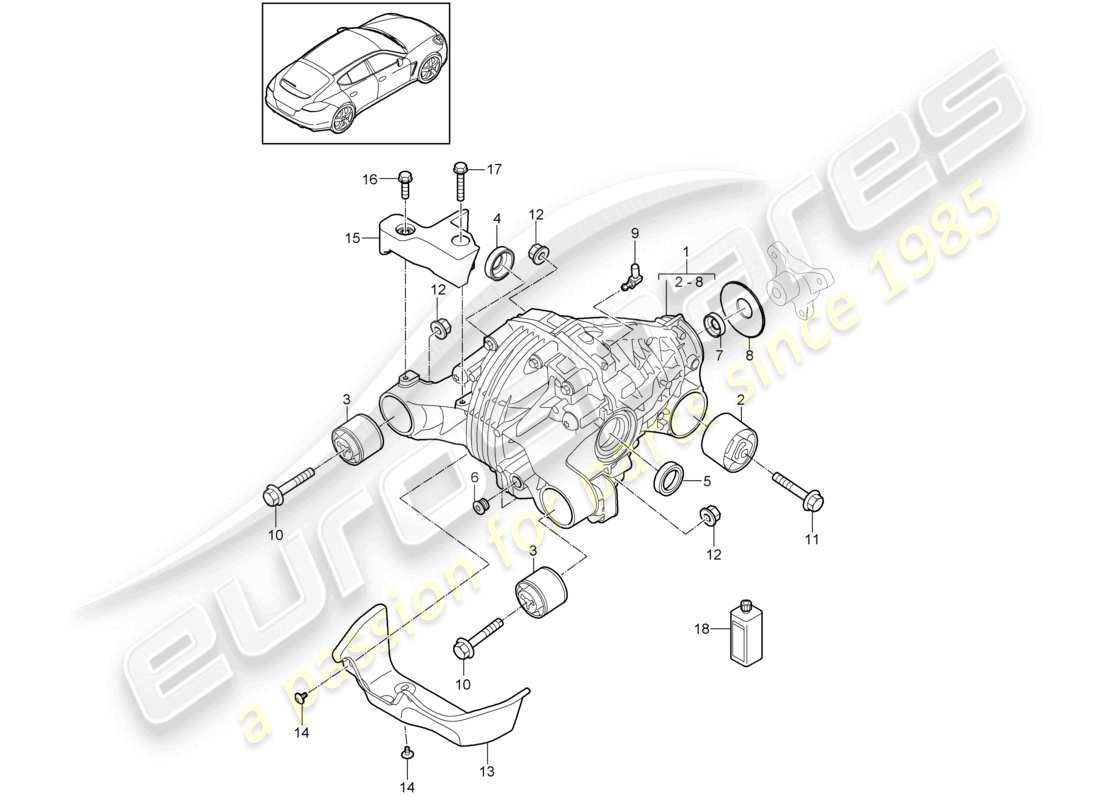 porsche 2010 (cayenne e1 9pa) diferencial del eje trasero diagrama de piezas