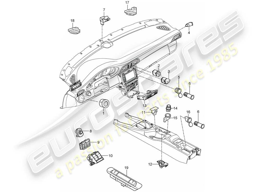 porsche 2011 (997-2) switch diagrama de piezas
