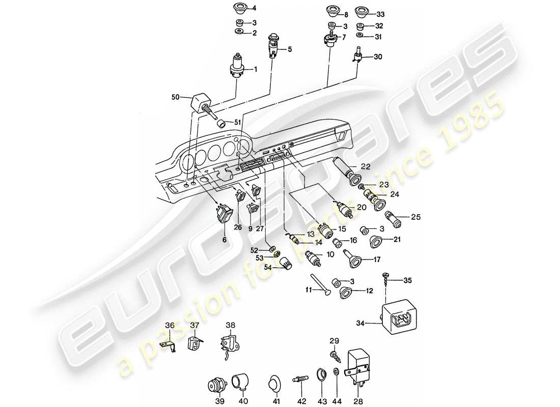 porsche 1976 (911) switch diagrama de piezas