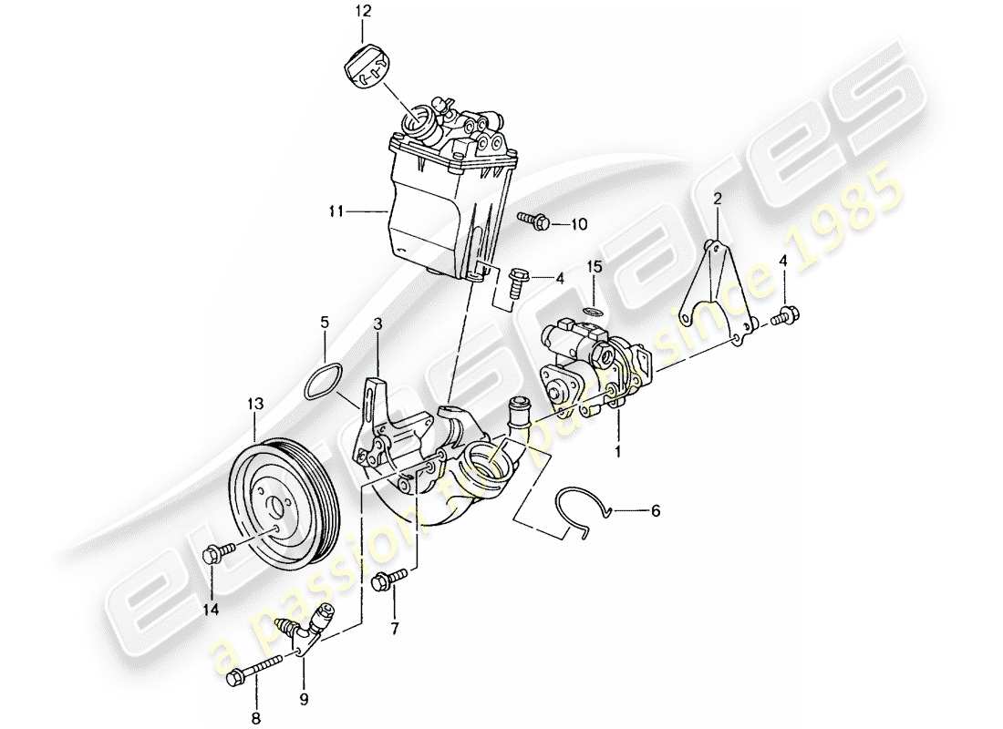 porsche 2002 (996 gt3) dirección asistida - bomba de dirección asistida - contenedor diagrama de piezas