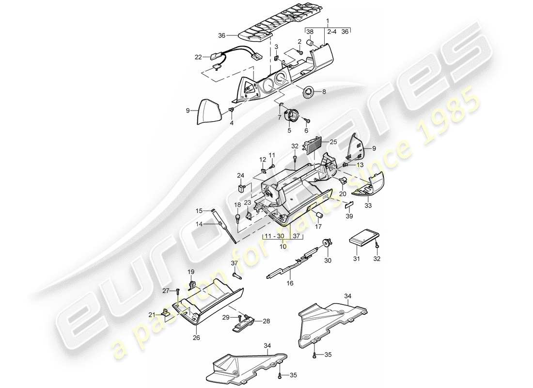 porsche 2011 (997-2) guantera diagrama de piezas