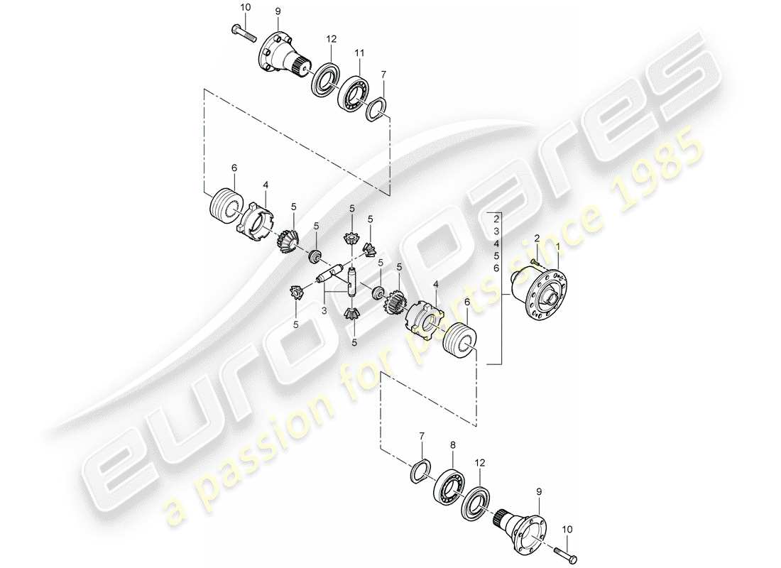 porsche 2008 (997-1 gt3) diferencial de deslizamiento limitado diagrama de piezas