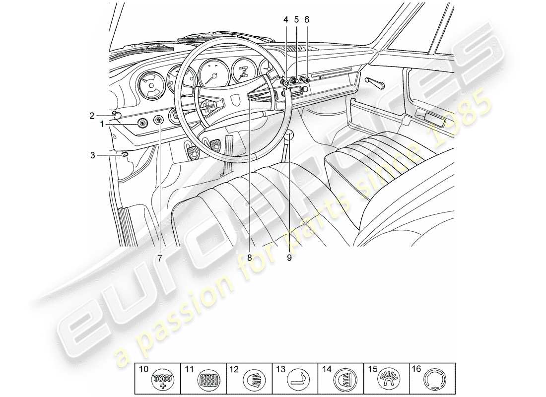 porsche 1973 (911) botón - interruptor - d - mj 1968>> diagrama de pieza