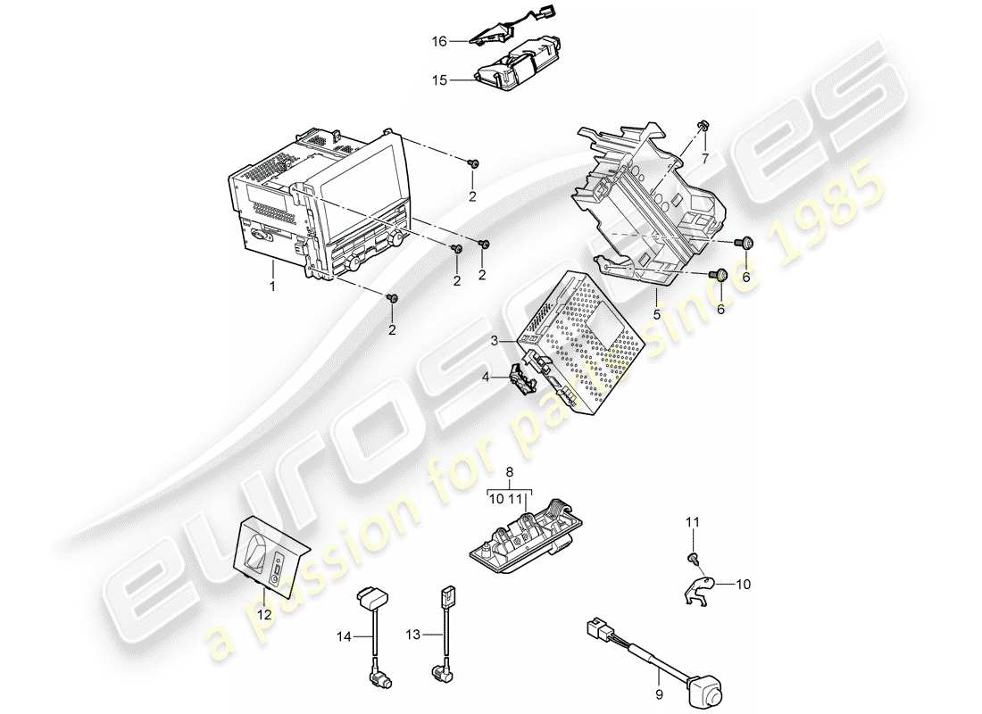 porsche 2015 (panamera 970) unidad de radio diagrama de piezas