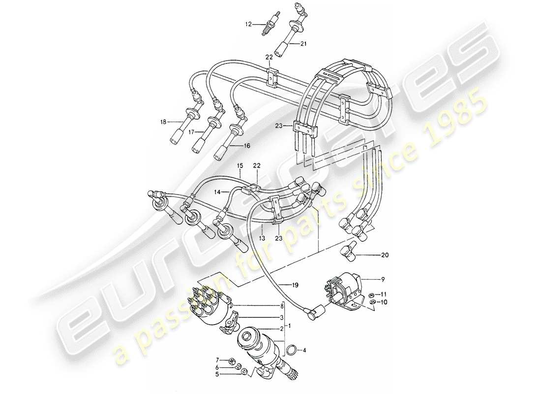 porsche 1990 (964) electricidad del motor 1 diagrama de piezas
