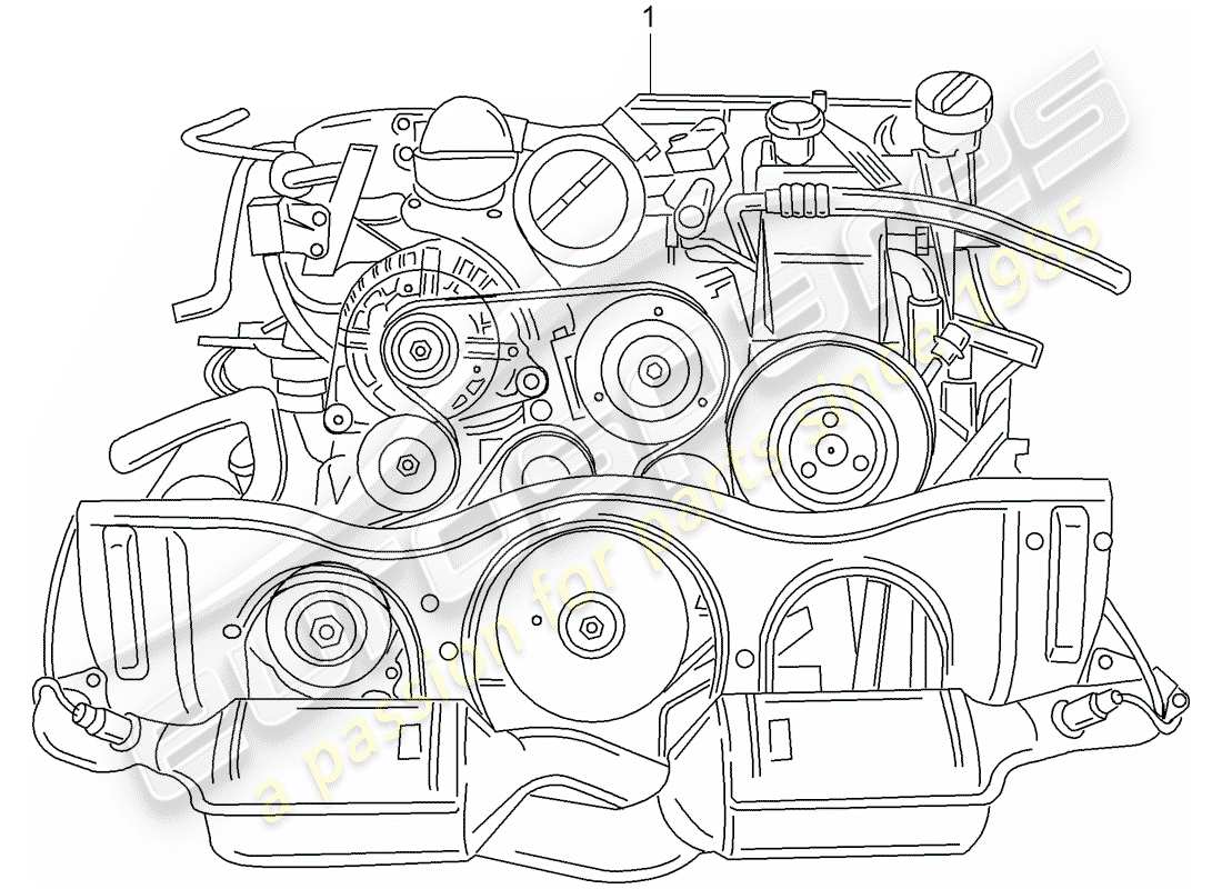 porsche 2008 (997-1 gt3) motor de repuesto diagrama de piezas