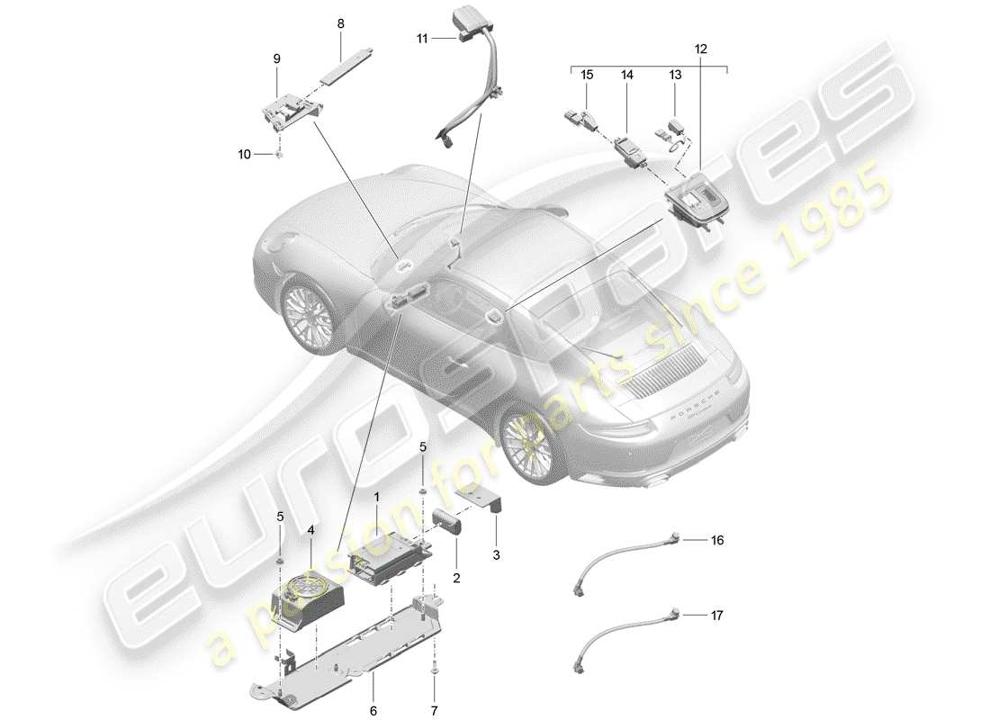 porsche 2017 (991-2) para vehículos con teléfono diagrama de piezas