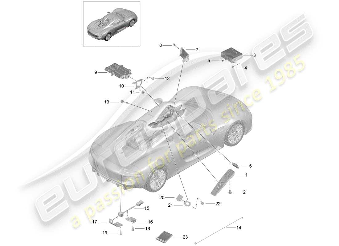 porsche 2015 (918 spyder) diagrama de piezas de la unidad de radio