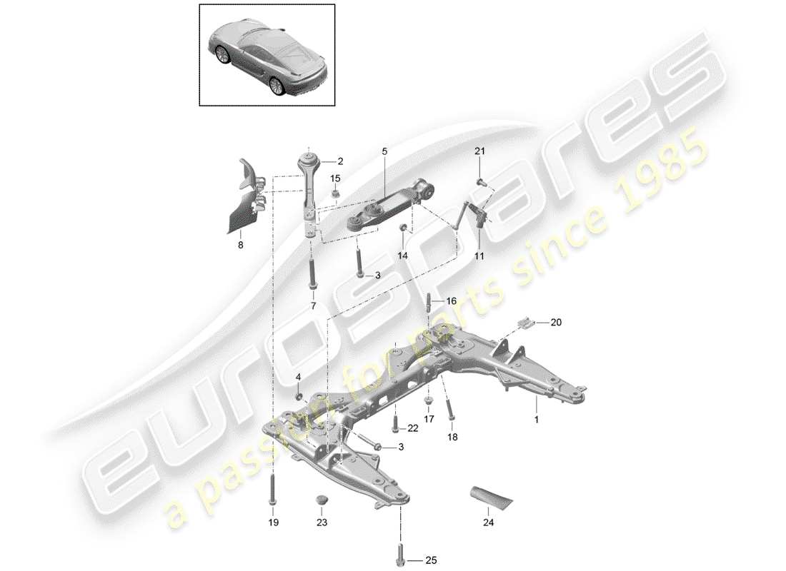 porsche 2016 (981 cayman gt4) travesaño diagrama de piezas