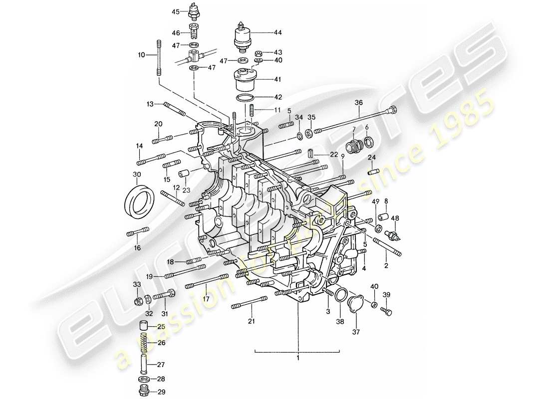 porsche 1988 (959) crankcase diagrama de piezas