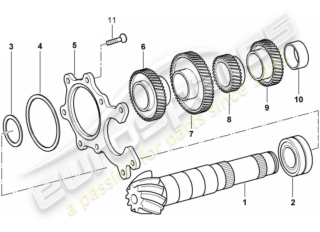 porsche 2003 (996) engranajes y ejes diagrama de piezas