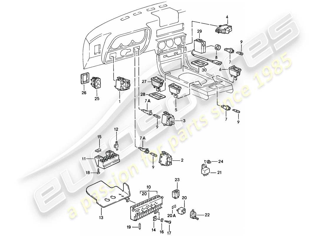 porsche 1986 (924s) interruptor - relé diagrama de piezas