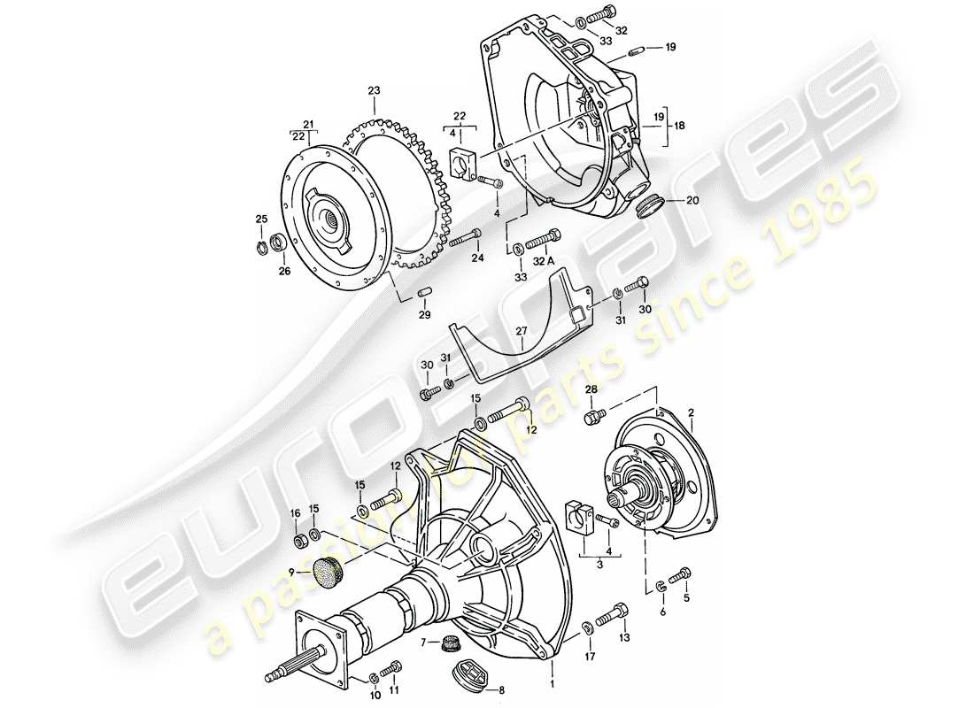 porsche 1988 (924s) tubo central - transmisión automática diagrama de piezas