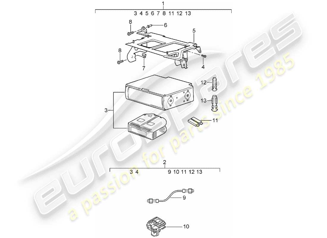 porsche tequipment cayenne (2009) diagrama de piezas del cambiador de cd