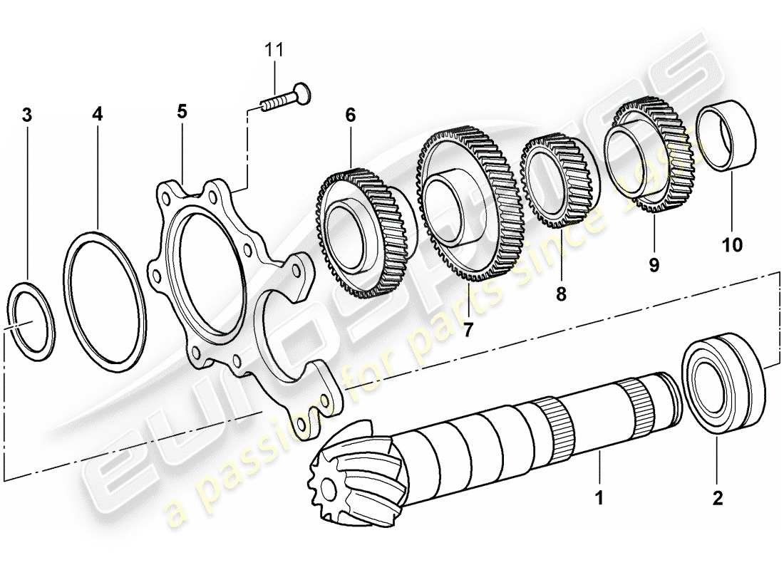 porsche 2001 (986 boxster) engranajes y ejes diagrama de piezas