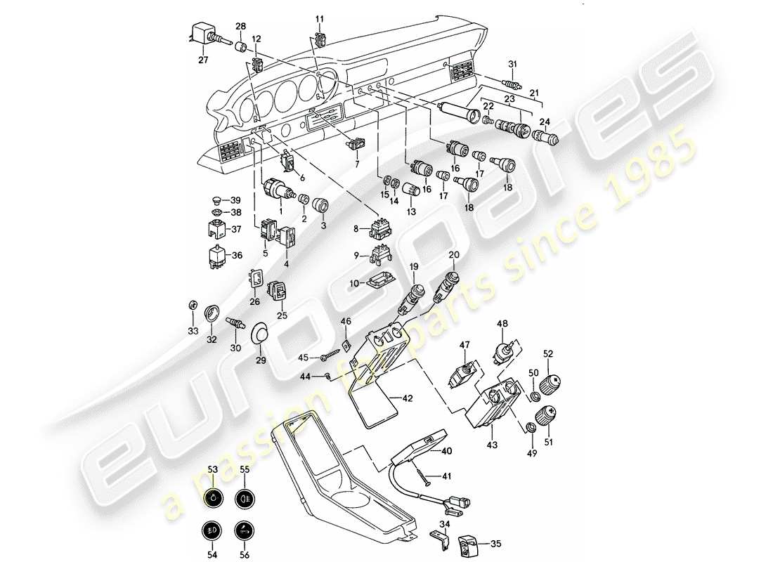 porsche 1987 (911) switch diagrama de piezas
