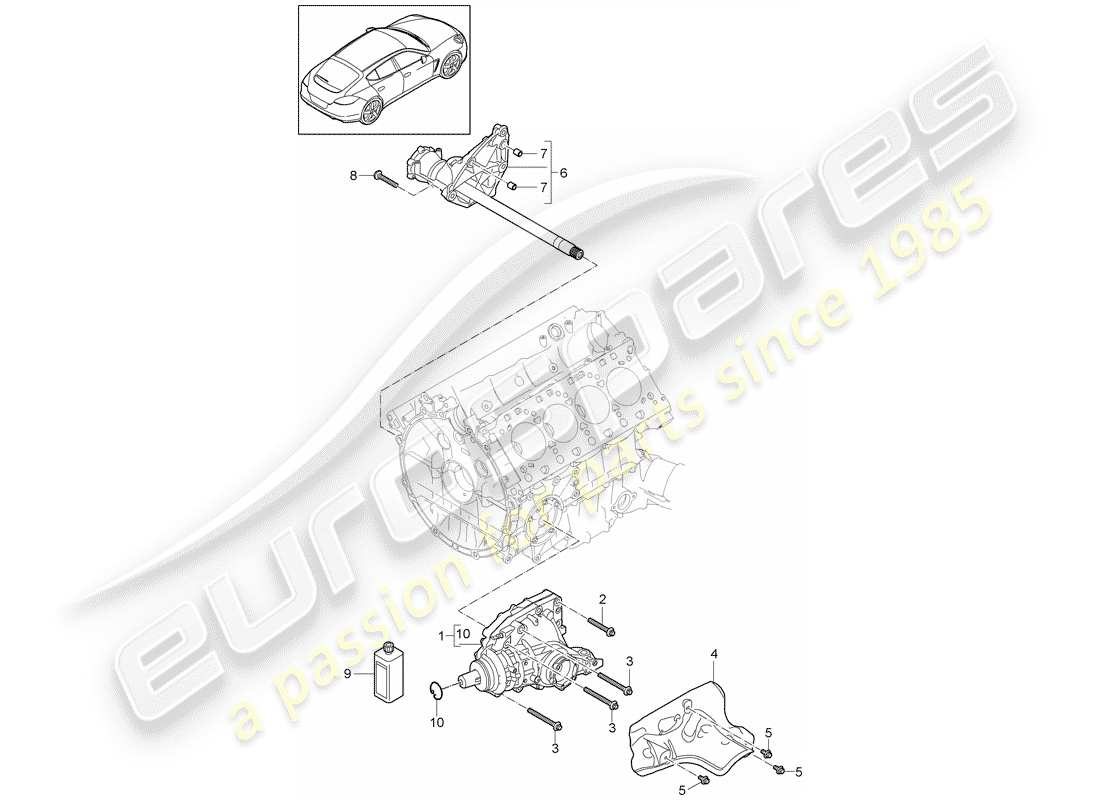 porsche 2010 (panamera 970) diferencial del eje delantero diagrama de piezas