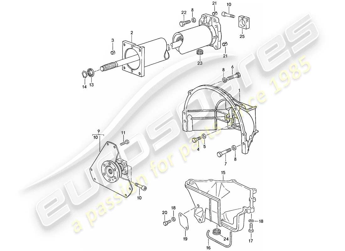 porsche 1987 (928) transmisión automática - tubo central diagrama de piezas