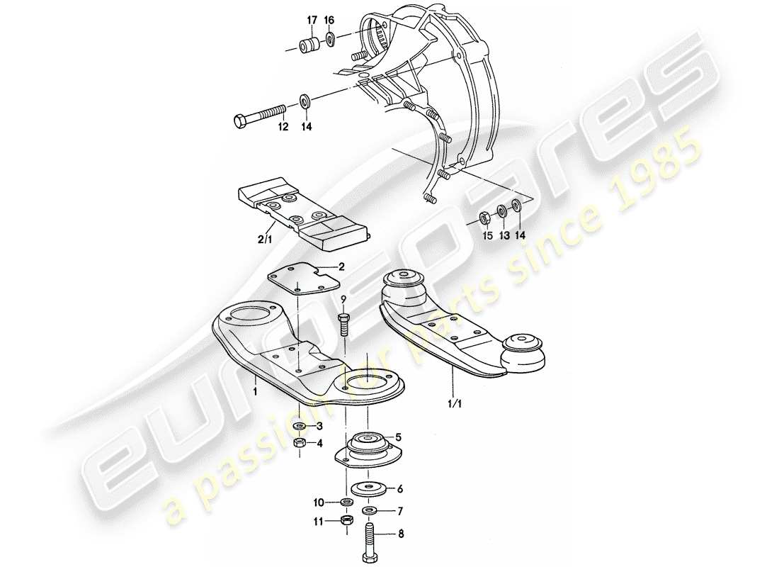 porsche 1975 (911) suspensión de la transmisión diagrama de piezas
