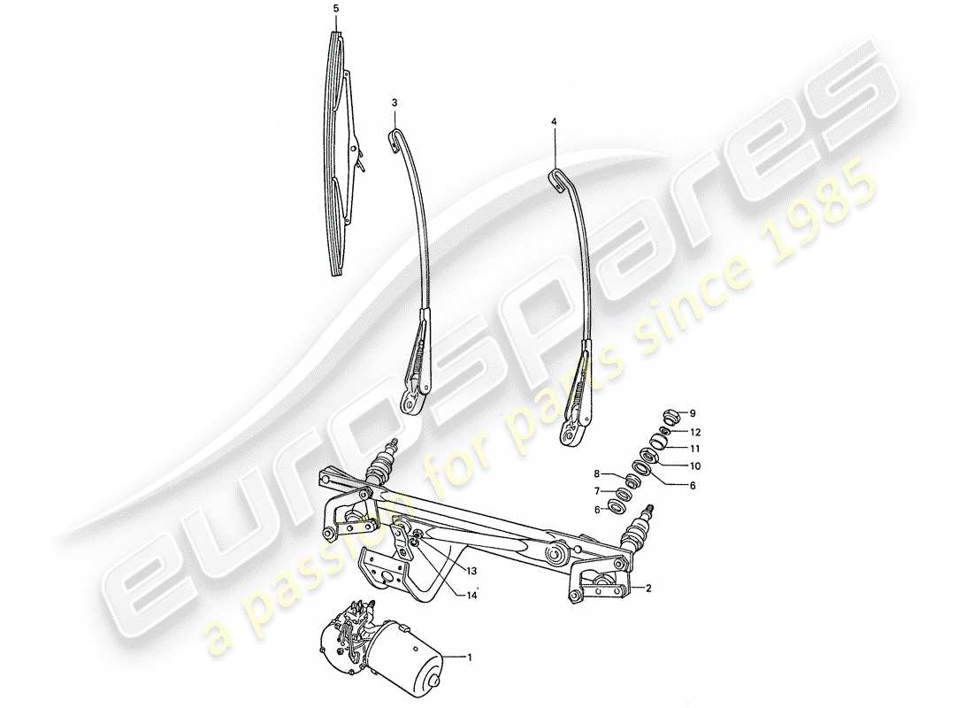 porsche 1975 (911) sistema de limpiaparabrisas diagrama de piezas