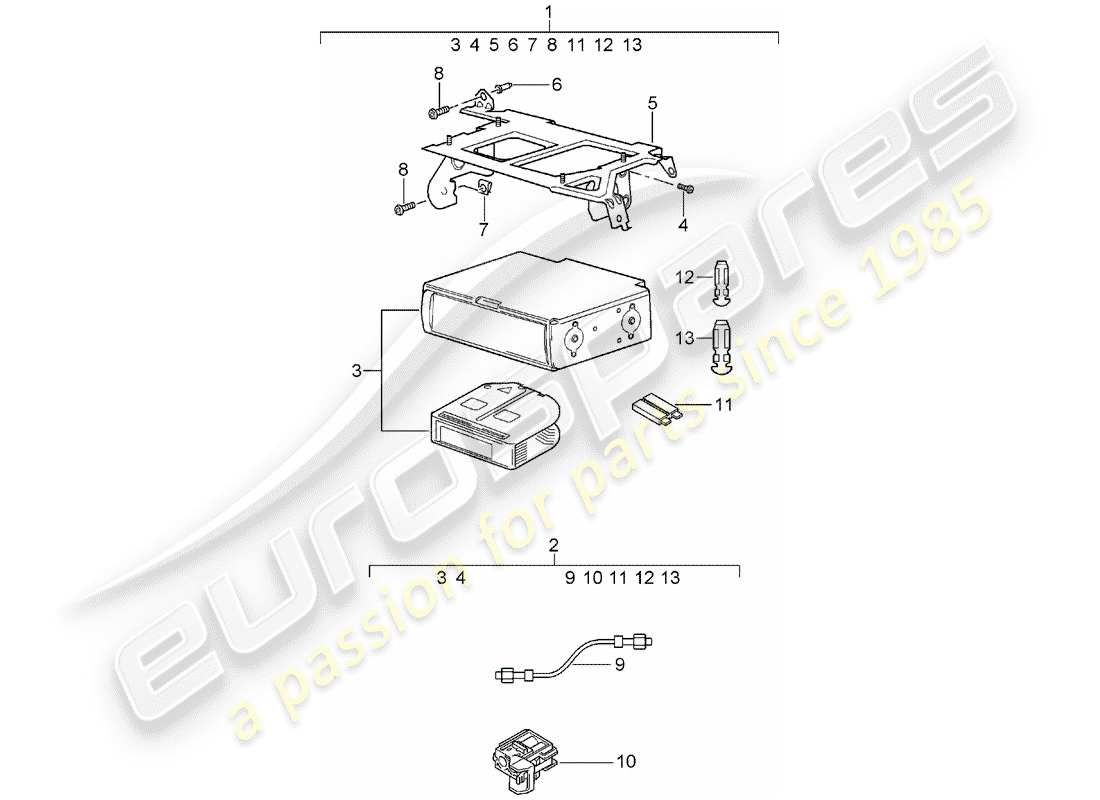 porsche 2011 (tequipment cayenne) diagrama de piezas del cambiador de cd