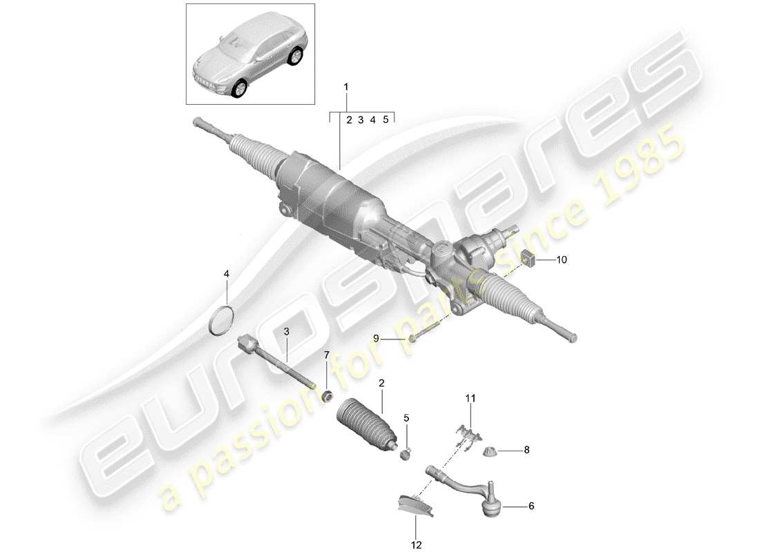 porsche 2015 (macan) aparato de gobierno diagrama de piezas