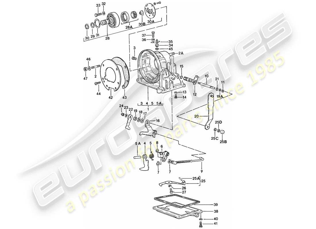 porsche 944 (1987) caja de transmisión - transmisión automática diagrama de piezas