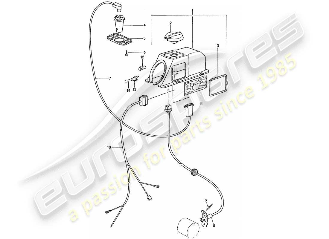 porsche 1974 (911) mecanismo de control - para - calentador diagrama de piezas