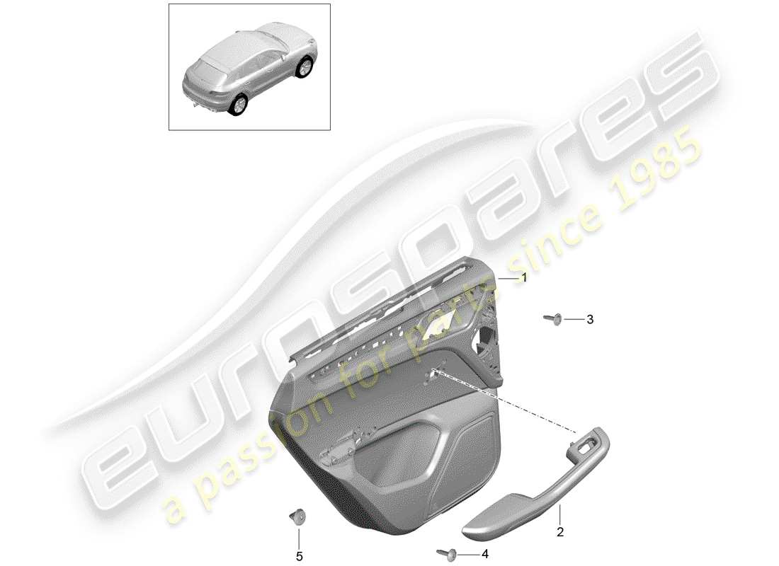 porsche 2015 (macan) panel de la puerta diagrama de piezas