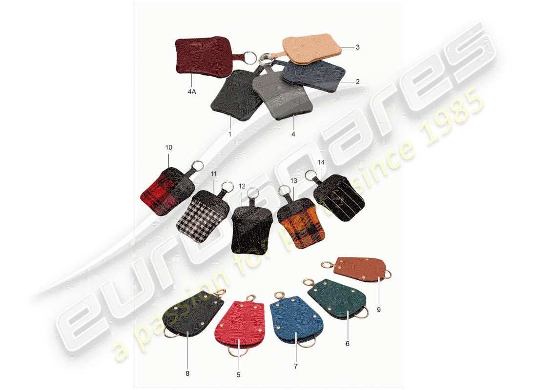 porsche 2005 (accessories) schluessel-etui - cuero diagrama de piezas
