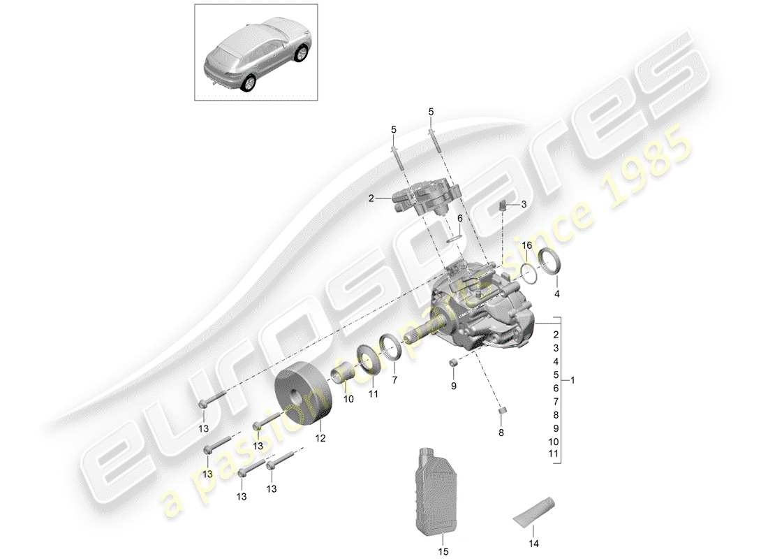 porsche 2015 (macan) caja de transferencia diagrama de piezas