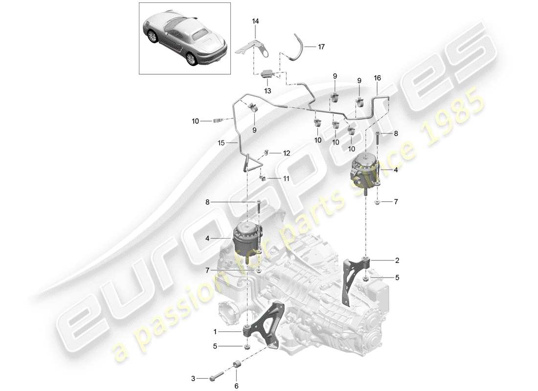 porsche 2018 (718 boxster) diagrama de piezas del submarco