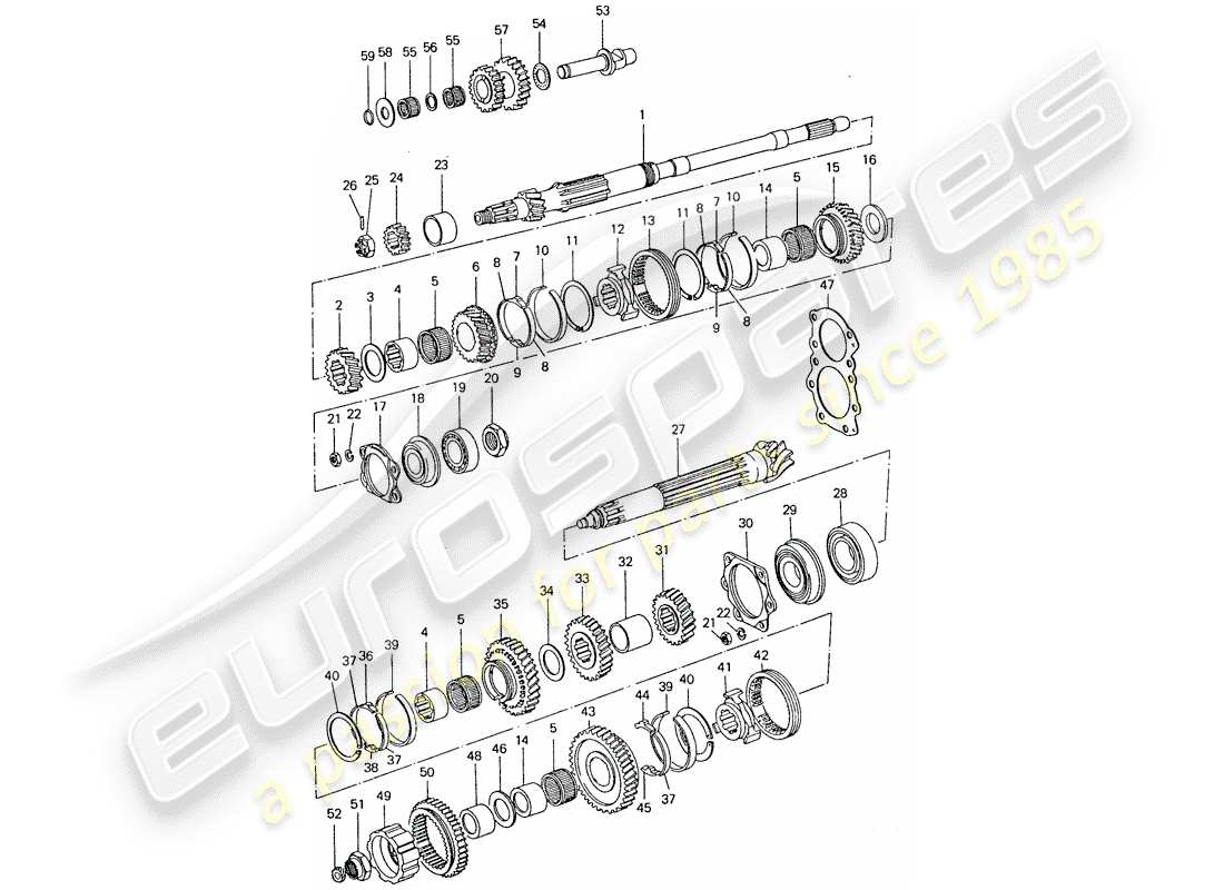 porsche 1974 (911) engranajes y ejes - 4-speed diagrama de piezas