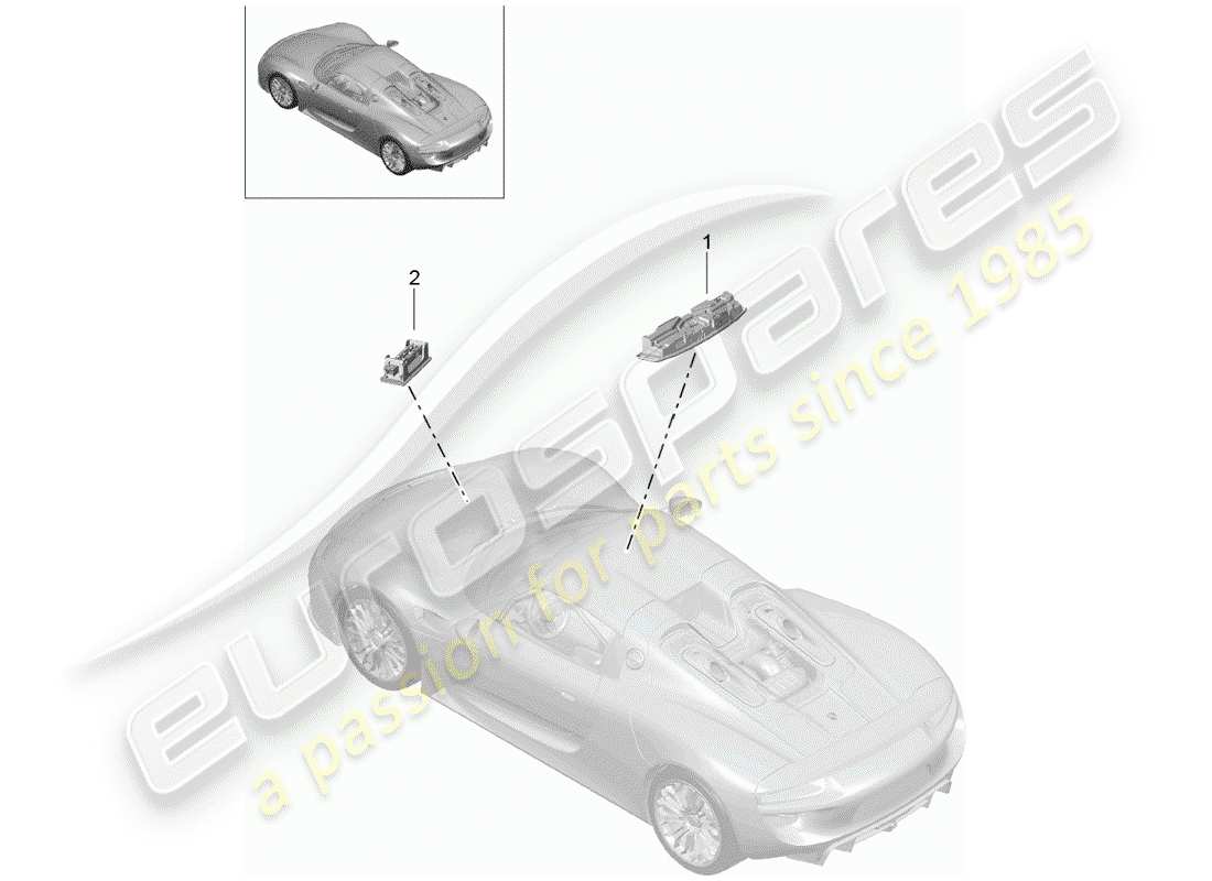 porsche 2015 (918 spyder) diagrama de piezas de luces interiores