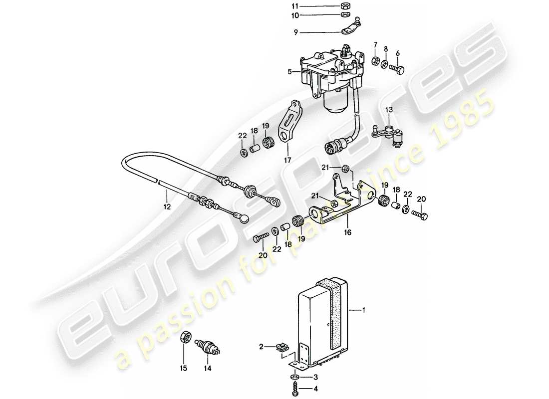 porsche 1986 (924s) sistema de control de crucero diagrama de piezas