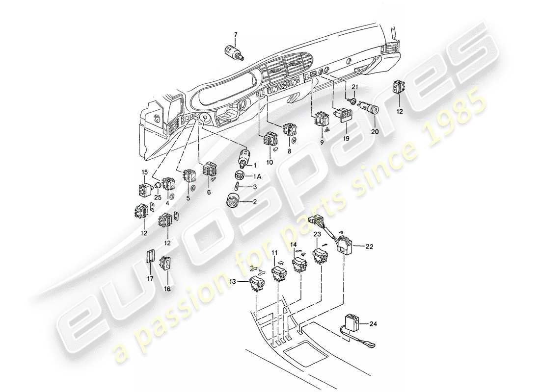 porsche 1990 (944) interruptor - reloj diagrama de piezas