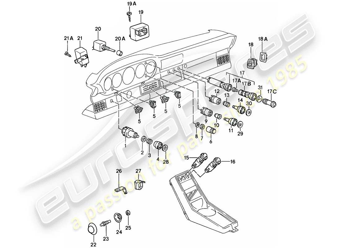 porsche 1984 (911) interruptor - relé - d - mj 1986>> diagrama de piezas